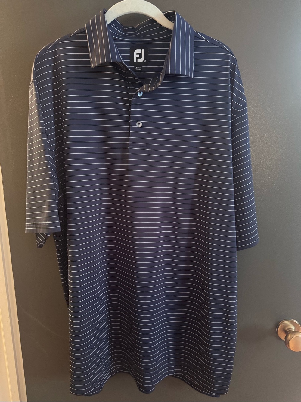 FootJoy Men's Navy Striped Golf Polo Size Large New w/o Tag